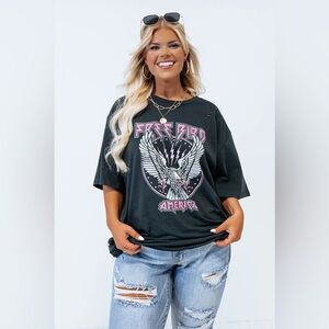 Eighty Eight Free Bird Distressed Boyfriend Tee